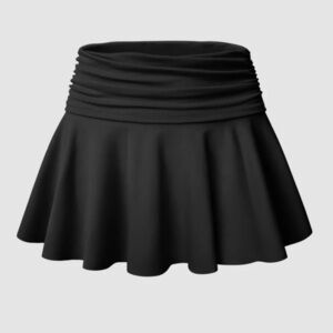 OQQ Women's Black Mini Pleated Skirt